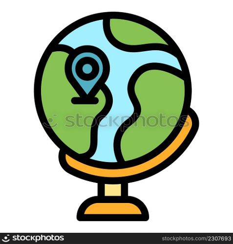 Travel globe point icon. Outline travel globe point vector icon color flat isolated. Travel globe point icon color outline vector