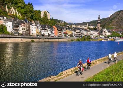 Travel in Germany - famous Rhine river cruises. medieval Cochem town. Germany landmarks, Rgine river valley, Cochem