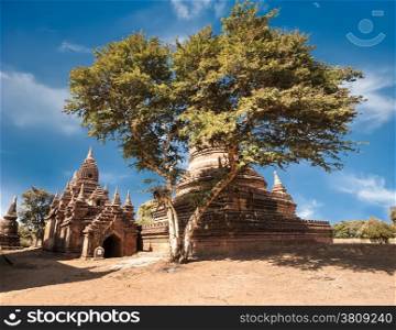 Travel landscapes and destinations. Amazing architecture of old Buddhist Temples at Bagan Kingdom, Myanmar (Burma)