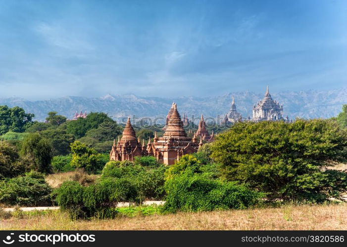 Travel landscapes and destinations. Amazing architecture of old Buddhist Temples at Bagan Kingdom, Myanmar (Burma)