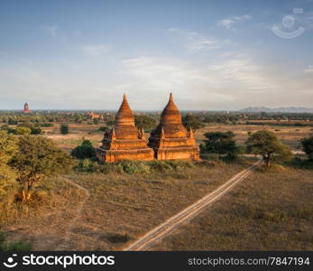 Travel landscapes and destinations. Amazing architecture of old Buddhist Temples at Bagan Kingdom, Myanmar (Burma)