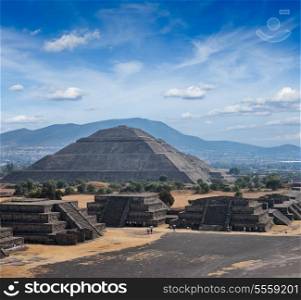 Travel Mexico background - Ancient Pyramid of the Sun. Teotihuacan. Mexico