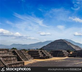 Travel Mexico background - Ancient Pyramid of the Sun. Teotihuacan. Mexico