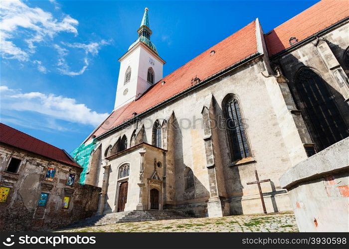 travel to Bratislava city - Rudnayovo namestie (square) and St. Martin Cathedral in Bratislava