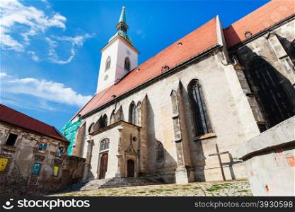 travel to Bratislava city - Rudnayovo namestie (square) and St. Martin Cathedral in Bratislava