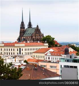 travel to Brno city - Brno cityscape with Cathedral of St Peter and Paul, Czech