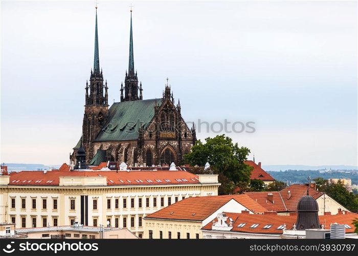 travel to Brno city - Brno landscape with Cathedral of St Peter and Paul, Czech