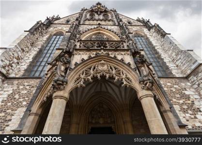 travel to Brno city - front view of Cathedral of St Peter and Paul in Brno, Czech