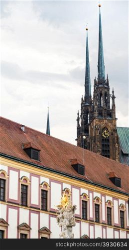 travel to Brno city - Holy Trinity Column and Cathedral of St Peter and Paul in Brno, Czech