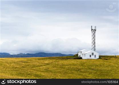 travel to Iceland - antenna on Dyrholaey peninsula, near Vik I Myrdal village on Atlantic South Coast in Katla Geopark in september