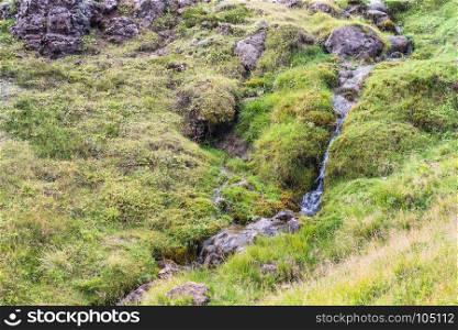 travel to Iceland - hot stream in Hveragerdi Hot Spring River Trail area in september