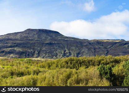 travel to Iceland - mountains around Haukadalur geyser area in september