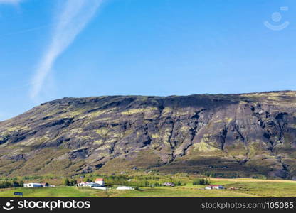 travel to Iceland - view of Eefsti-dalur settlement in Iceland in september