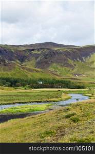 travel to Iceland - view of Varma river in Hveragerdi Hot Spring River Trail area in september