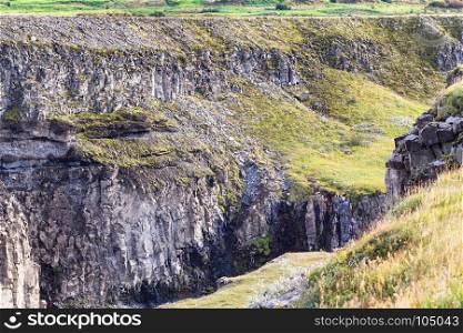 travel to Iceland - walls of canyon of Olfusa river in autumn