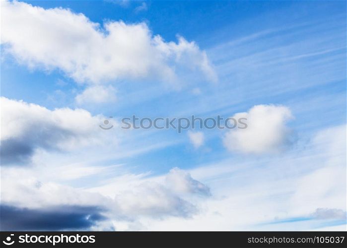 travel to Iceland - white clouds in blue sky in Iceland in september day