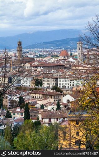 travel to Italy - above view of Florence city in autumn day