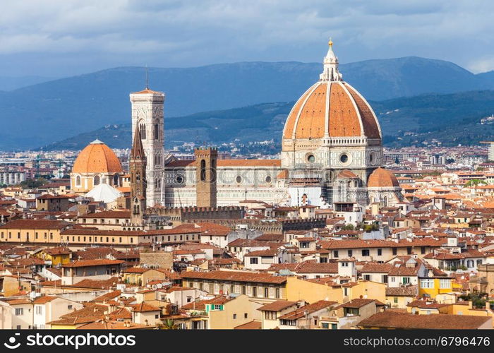 travel to Italy - above view of Florence city with Cathedral from Piazzale Michelangelo