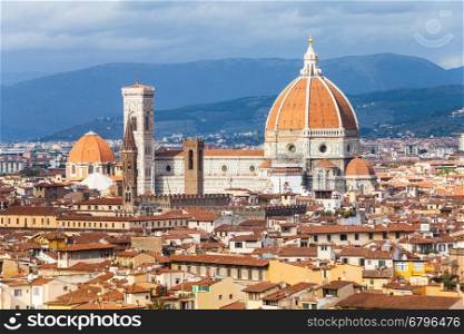 travel to Italy - above view of Florence city with Cathedral from Piazzale Michelangelo