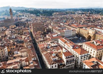 travel to Italy - above view of Florence cityscape from Campanile