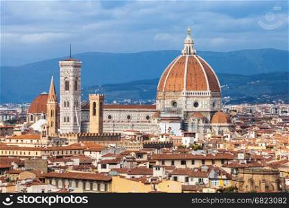 travel to Italy - above view of Florence town with Cathedral from Piazzale Michelangelo