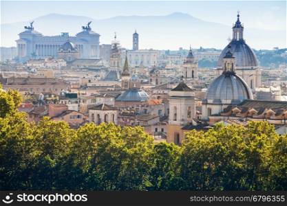 travel to Italy - above view of historic center of Rome city in side of Capitoline Hill from Castle of St Angel