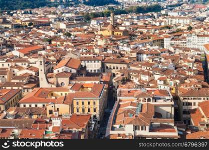 travel to Italy - above view of living quarters in Florence city from Campanile