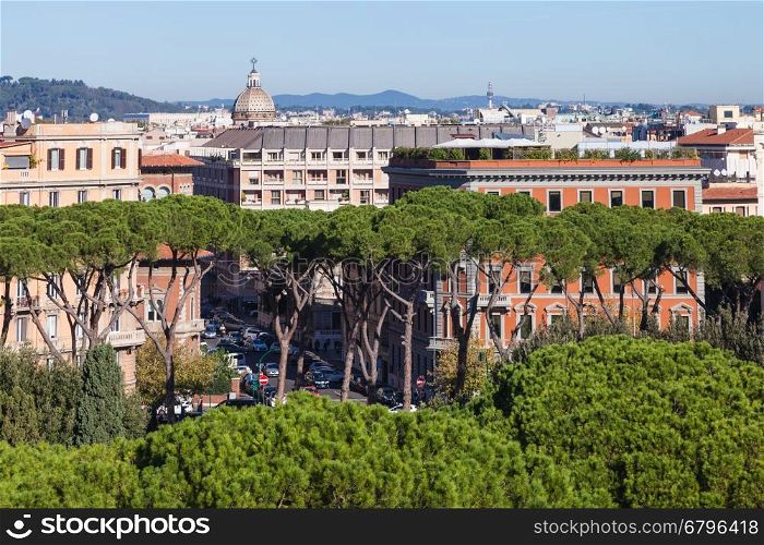 travel to Italy - above view of old residential district in Rome from Castle of Holy Angel