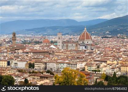 travel to Italy - cityscape of center of Florence town from San Miniato al Monte in autumn