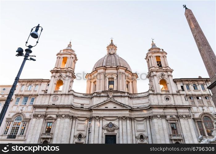 travel to Italy - facade of Church of Sant'Agnese in Agone ( Sant'Agnese) on Piazza Navona in Rome city