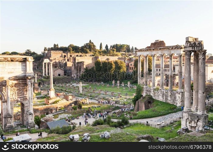 travel to Italy - Forum of Caesar on Roman Forums in Rome city