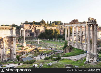 travel to Italy - Forum of Caesar on Roman Forums in Rome city