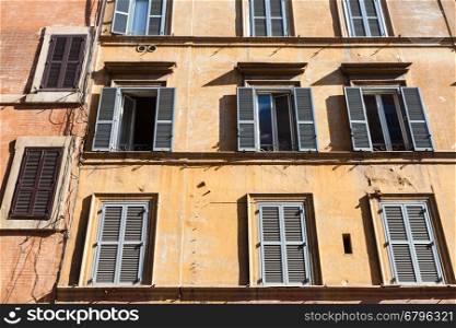 travel to Italy - front view of old house on street via Francesco Crispi in Rome city