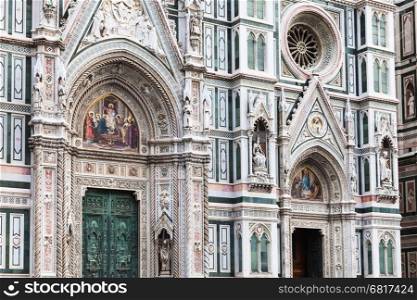 travel to Italy - ornamental facade of Cathedral Santa Maria del Fiore in Florence city