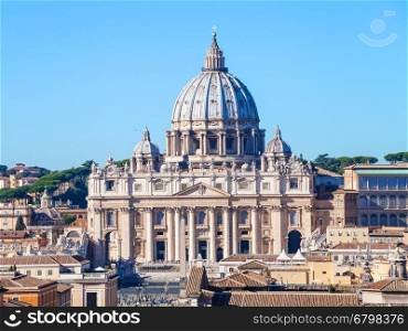 travel to Italy - Papal Basilica of St Peter in Vatican city, view from Castle of Holy Angel