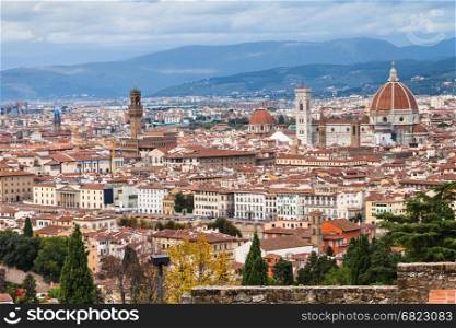 travel to Italy - skyline center of Florence city from San Miniato al Monte in autumn