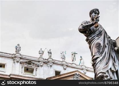 travel to Italy - Statue Saint Peter close up on piazza San Pietro in Vatican city
