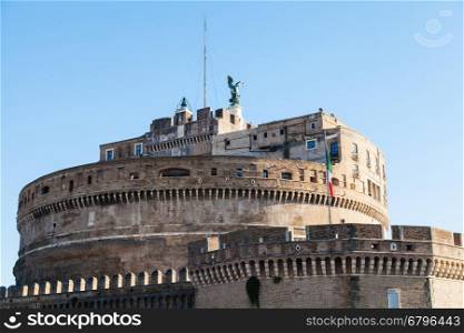travel to Italy - tower of Castel Sant'Angelo (Castle of the Holy Angel, Mausoleum of Hadrian) in Rome city
