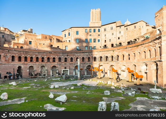 travel to Italy - Trajan market of Trajan's Forum in ancient roman forums in Rome city