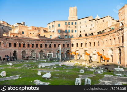 travel to Italy - Trajan market of Trajan's Forum in ancient roman forums in Rome city