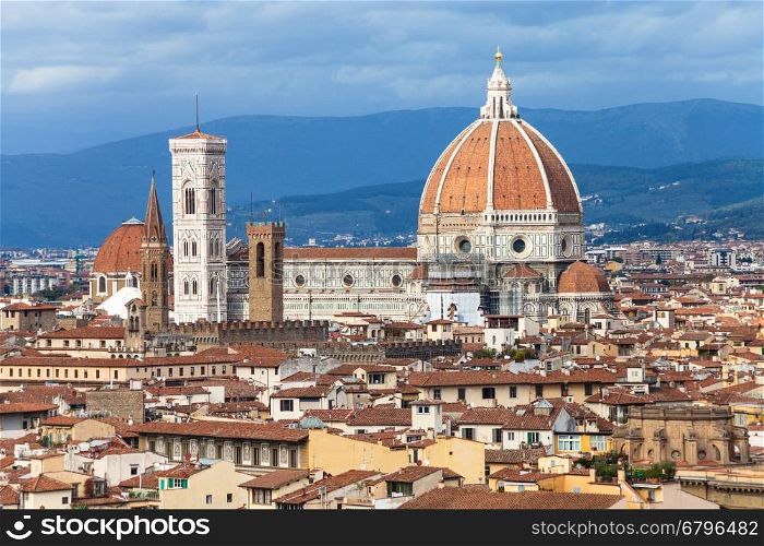 travel to Italy - view of Duomo in Florence town from Piazzale Michelangelo