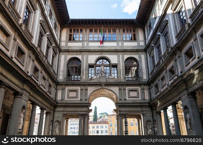 travel to Italy - view of Uffizi Gallery from Piazza della Signoria in Florence city
