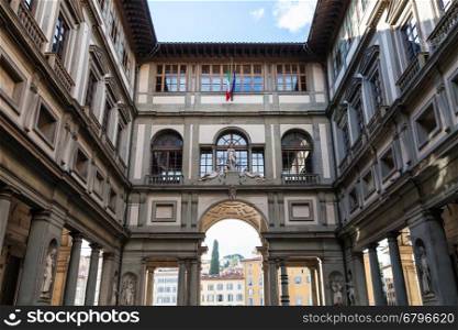 travel to Italy - view of Uffizi Gallery from Piazza della Signoria in Florence city