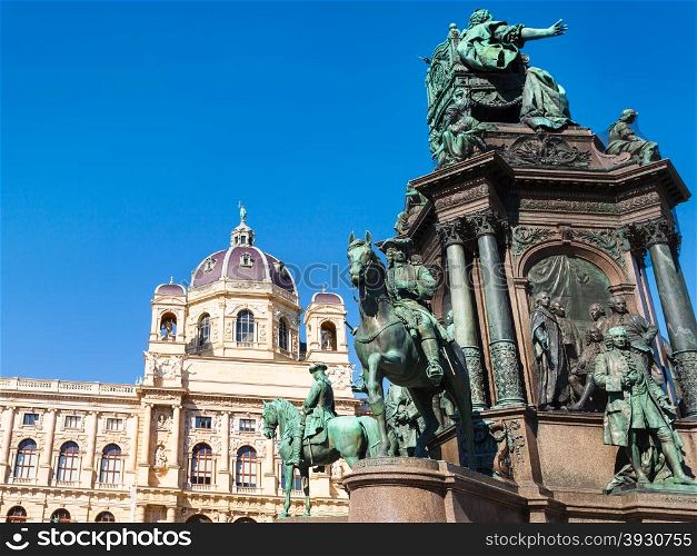 travel to Vienna city - Maria Theresa Monument and Naturhistorisches Museum (Museum of Natural History) at Maria Theresien Platz, Vienna, Austria