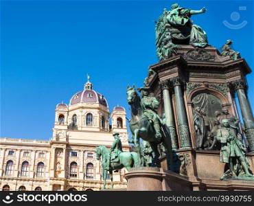 travel to Vienna city - Maria Theresa Monument and Naturhistorisches Museum (Museum of Natural History) at Maria Theresien Platz, Vienna, Austria