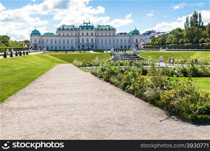 travel to Vienna city - pathes to Upper Palace in Belvedere garden, Vienna, Austria