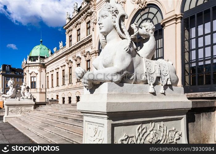 travel to Vienna city - sphinx sculpture near Upper Belvedere Palace, Vienna, Austria