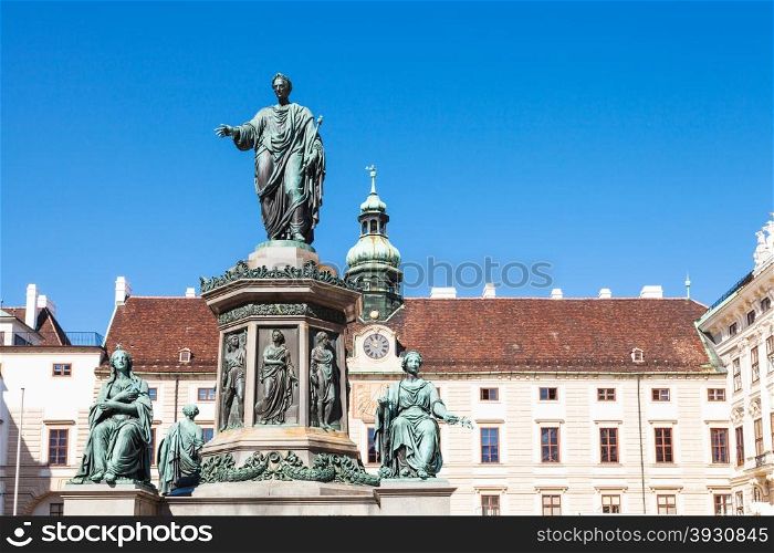 travel to Vienna city - statue of Emperor Franz I in courtyard of Amalienburg Palace of Hofburg, Vienna,Austria