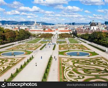 travel to Vienna city - Vienna skyline and Belvedere gardens, Austria