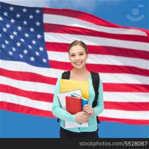 travel, tourism and education concept - happy and smiling teenage girl